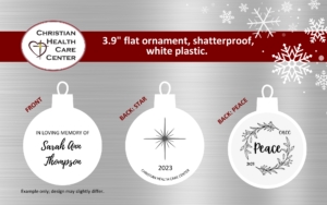 3.9 flat ornament, shatterproof white plastic