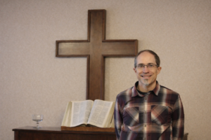 This is a picture of Eric Depew as the facility’s new chaplain in the CHCC chapel.