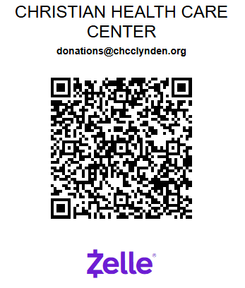 Zelle QR Code-CHCC Every donation helps CHCC provide care with compassion and love in Christ's name.